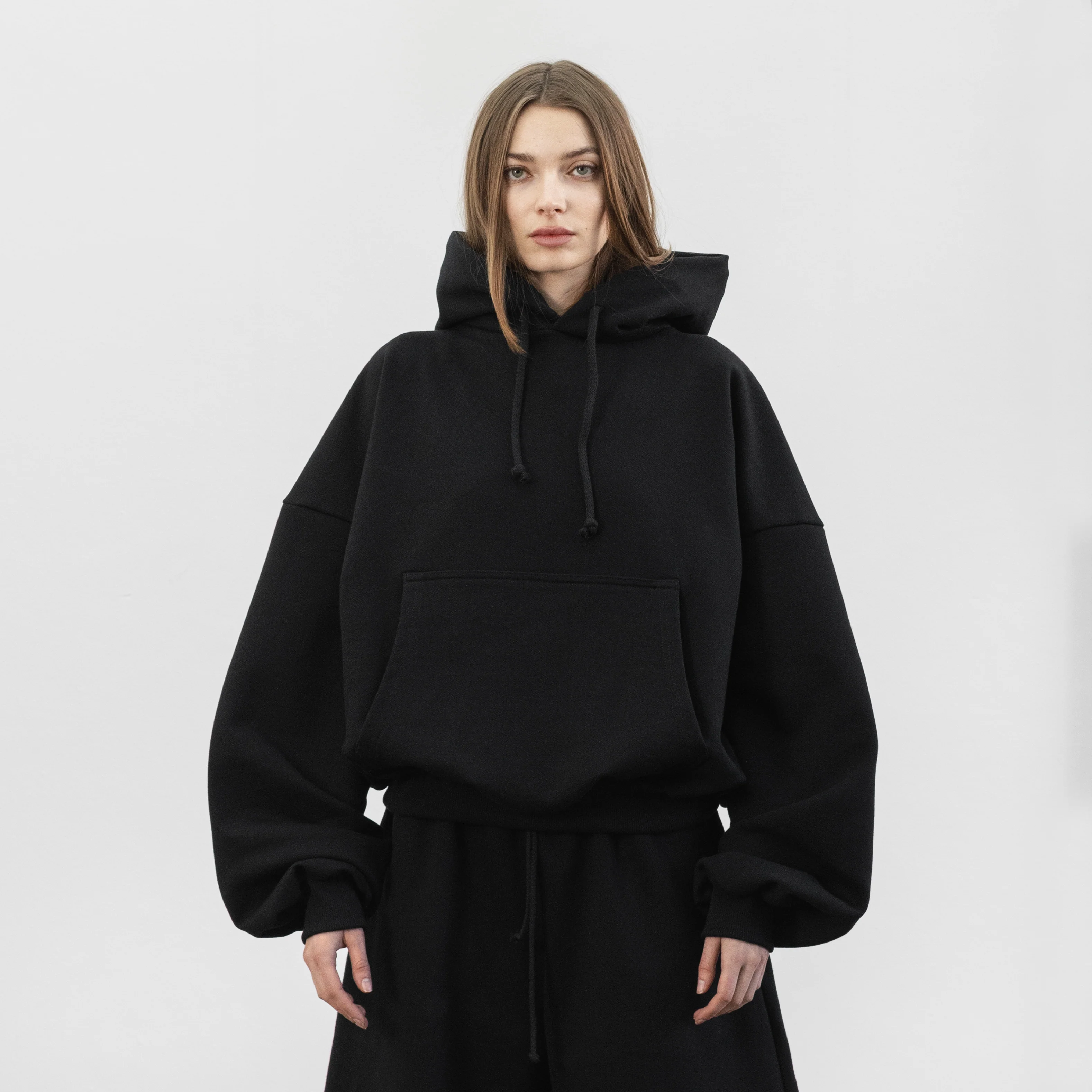 Balloon Fleece Hoodie (Black) - Image 3