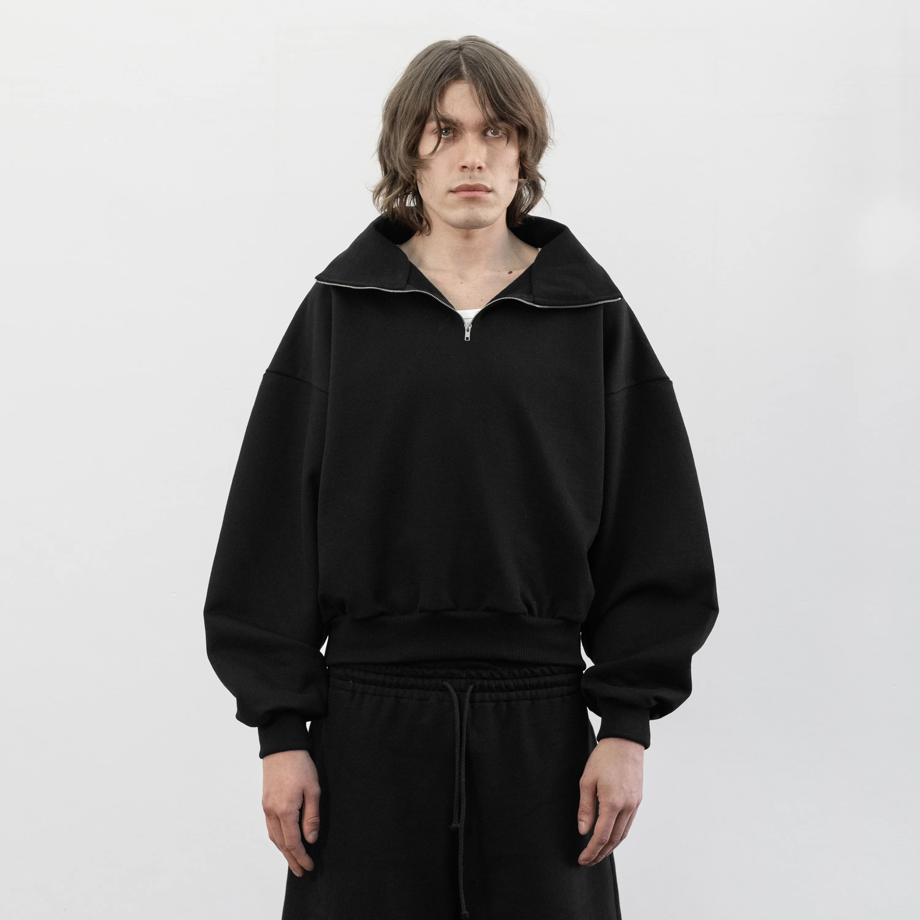 Balloon Fleece Quarter Zip (Black) - Image 3