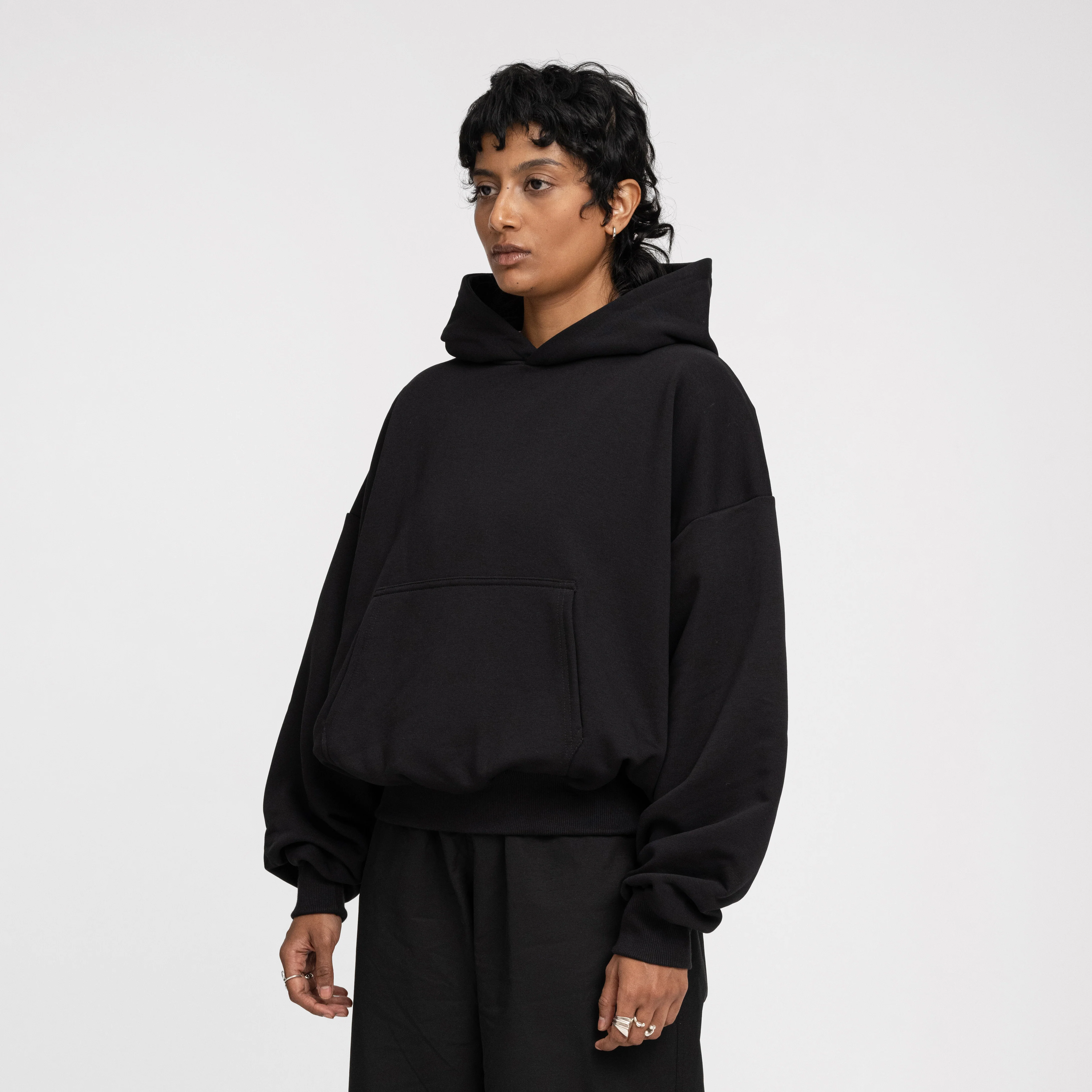 Boxy Flowy Hoodie (Black) - Image 5