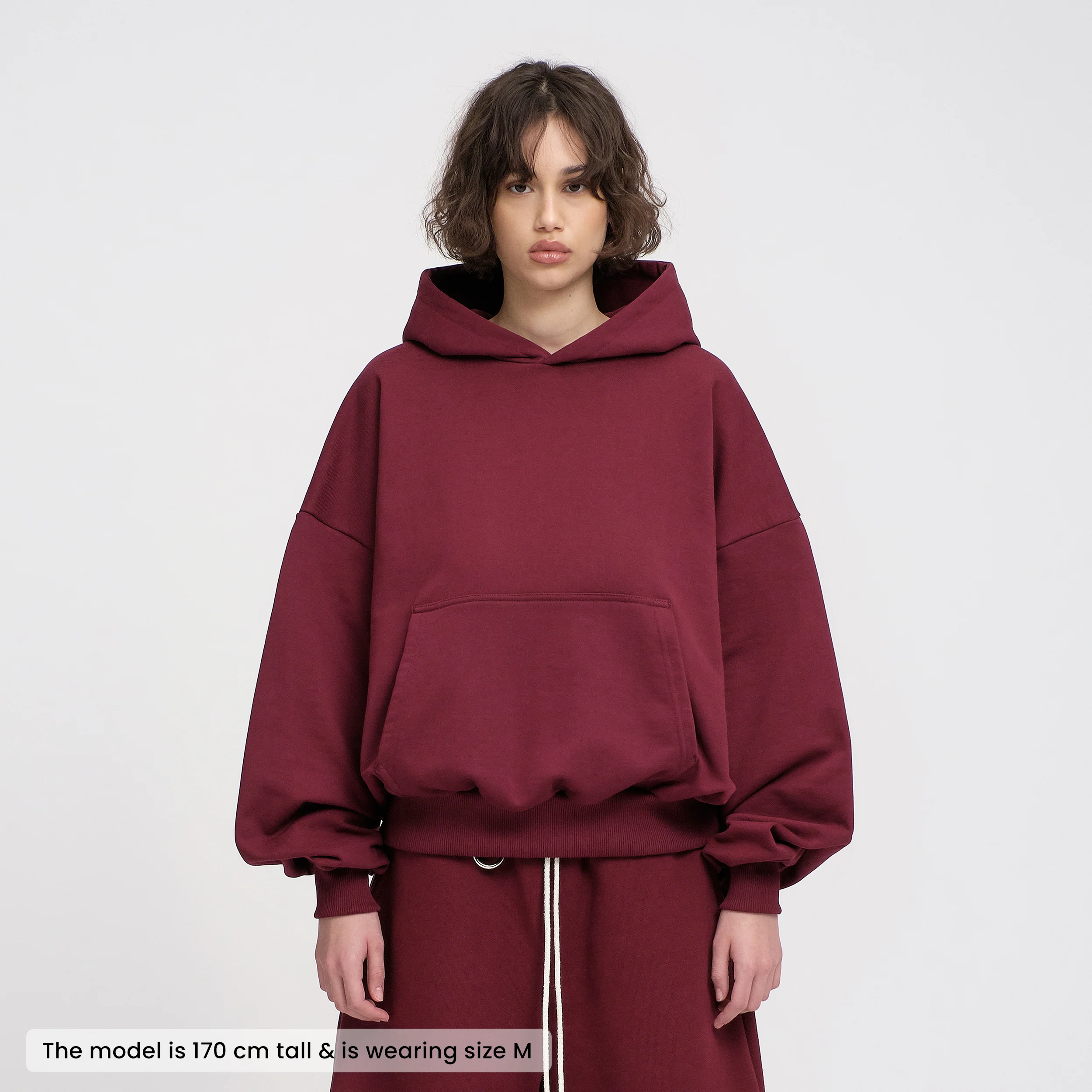 Boxy Flowy Hoodie (Dark Cherry) - Image 3