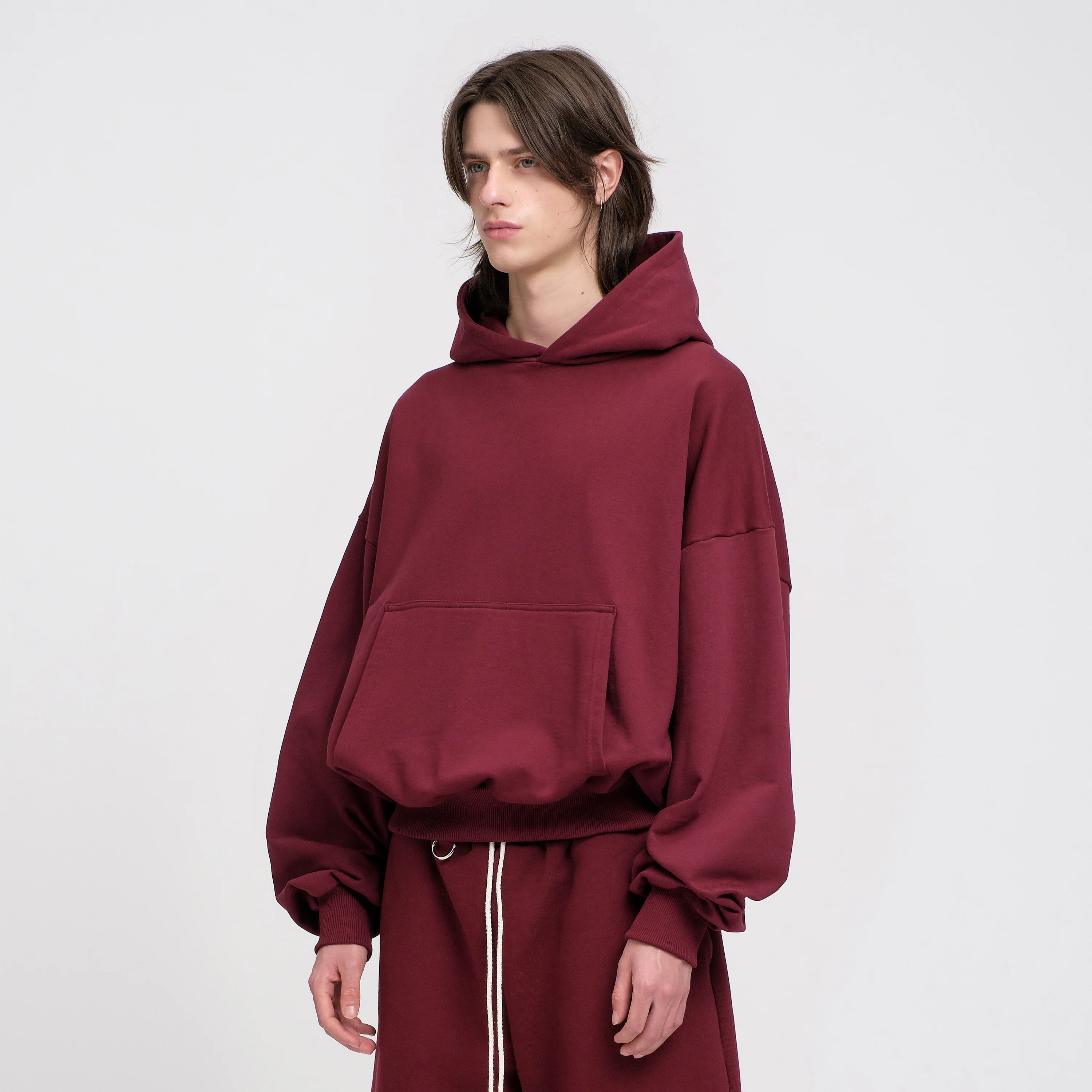 Boxy Flowy Hoodie (Dark Cherry) - Image 5