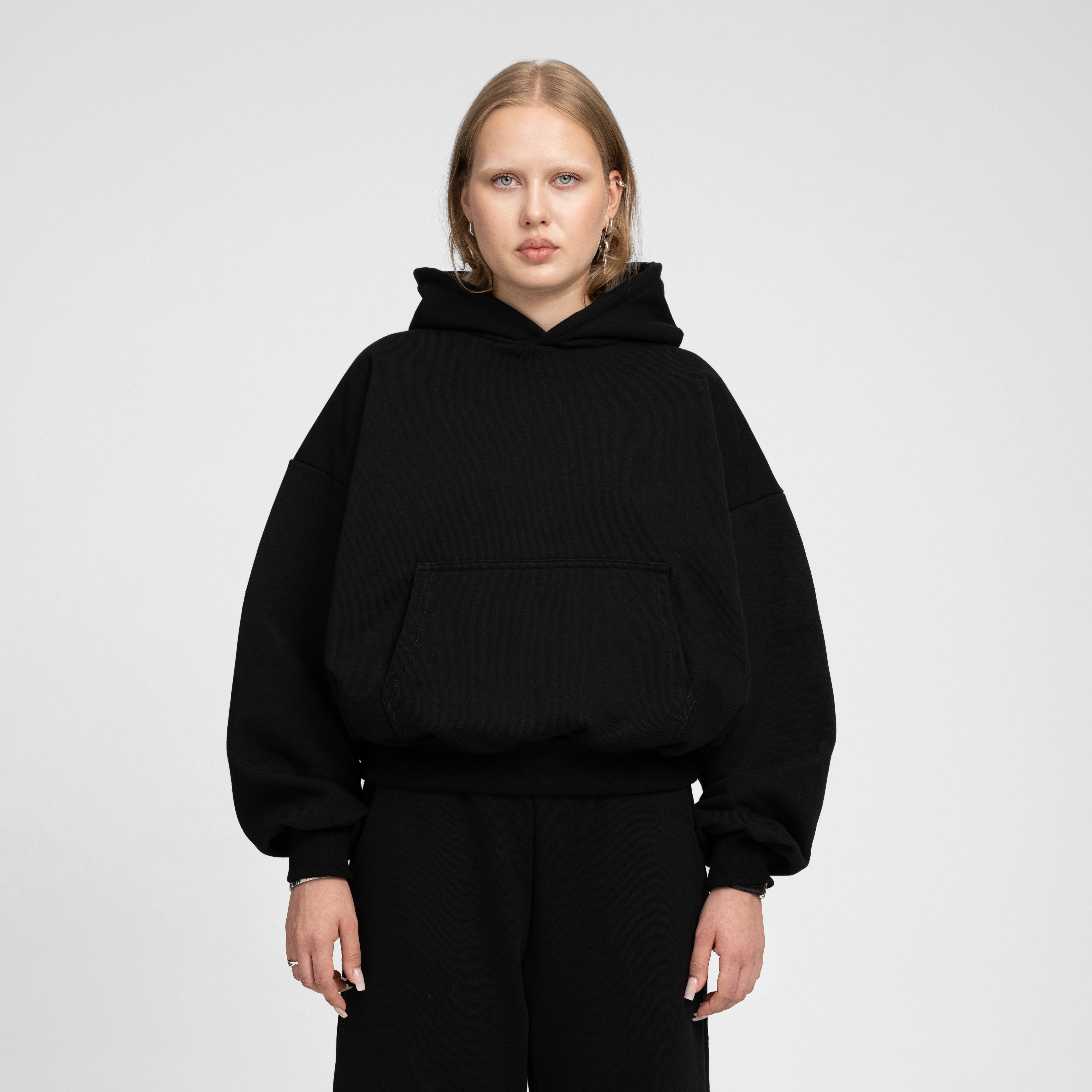Boxy Ultra Heavyweight Hoodie (Black) - Image 7