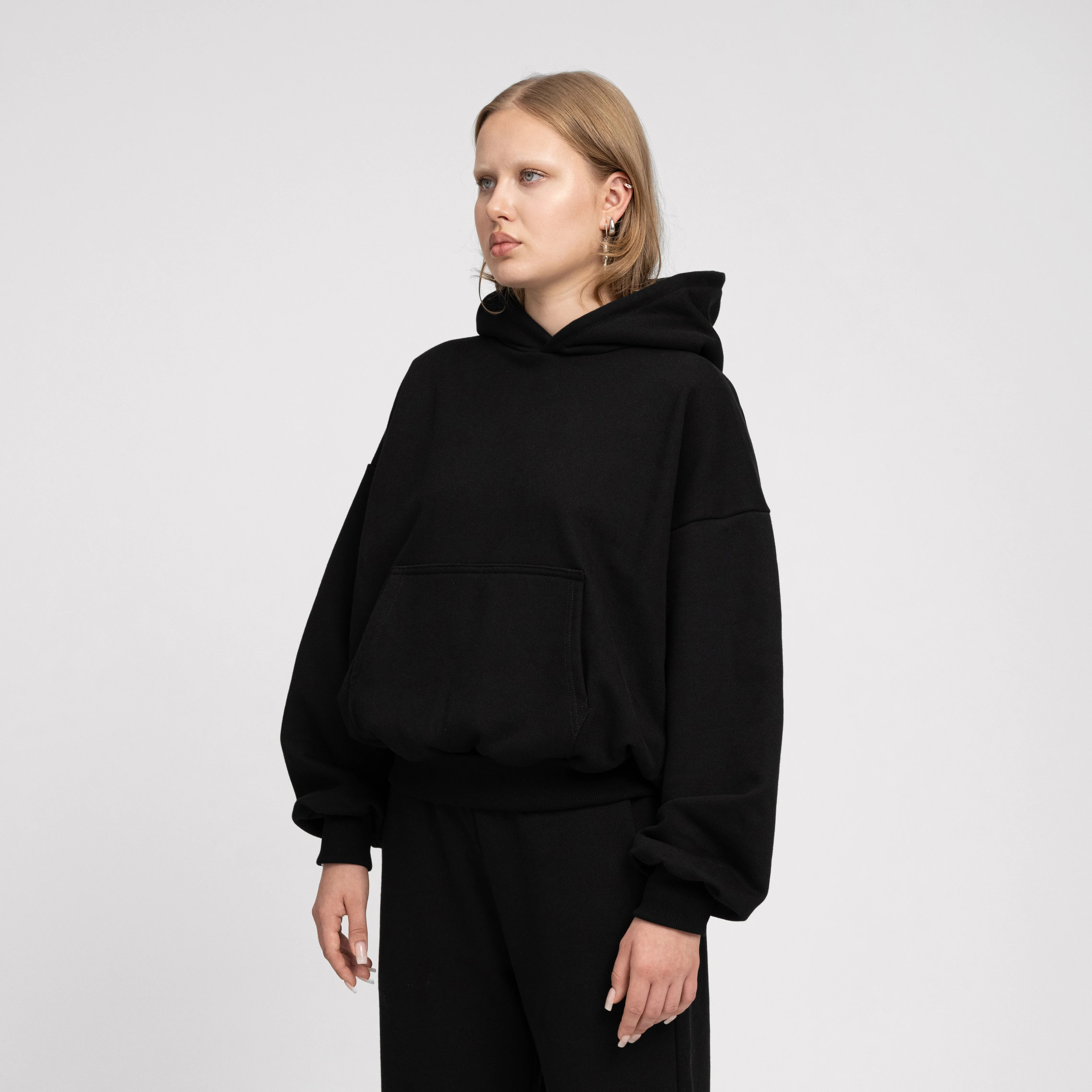 Boxy Ultra Heavyweight Hoodie (Black) - Image 8