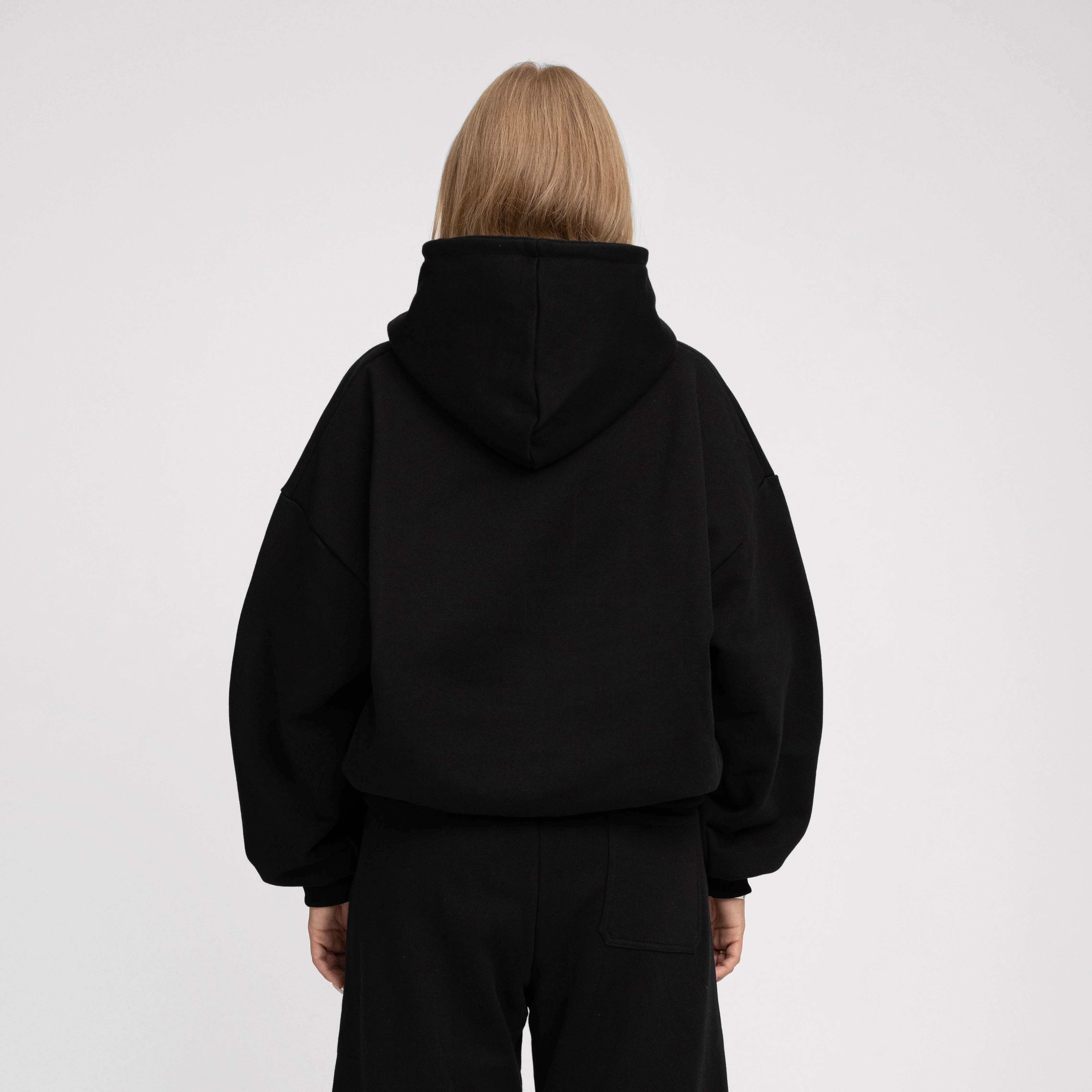 Boxy Ultra Heavyweight Hoodie (Black) - Image 9