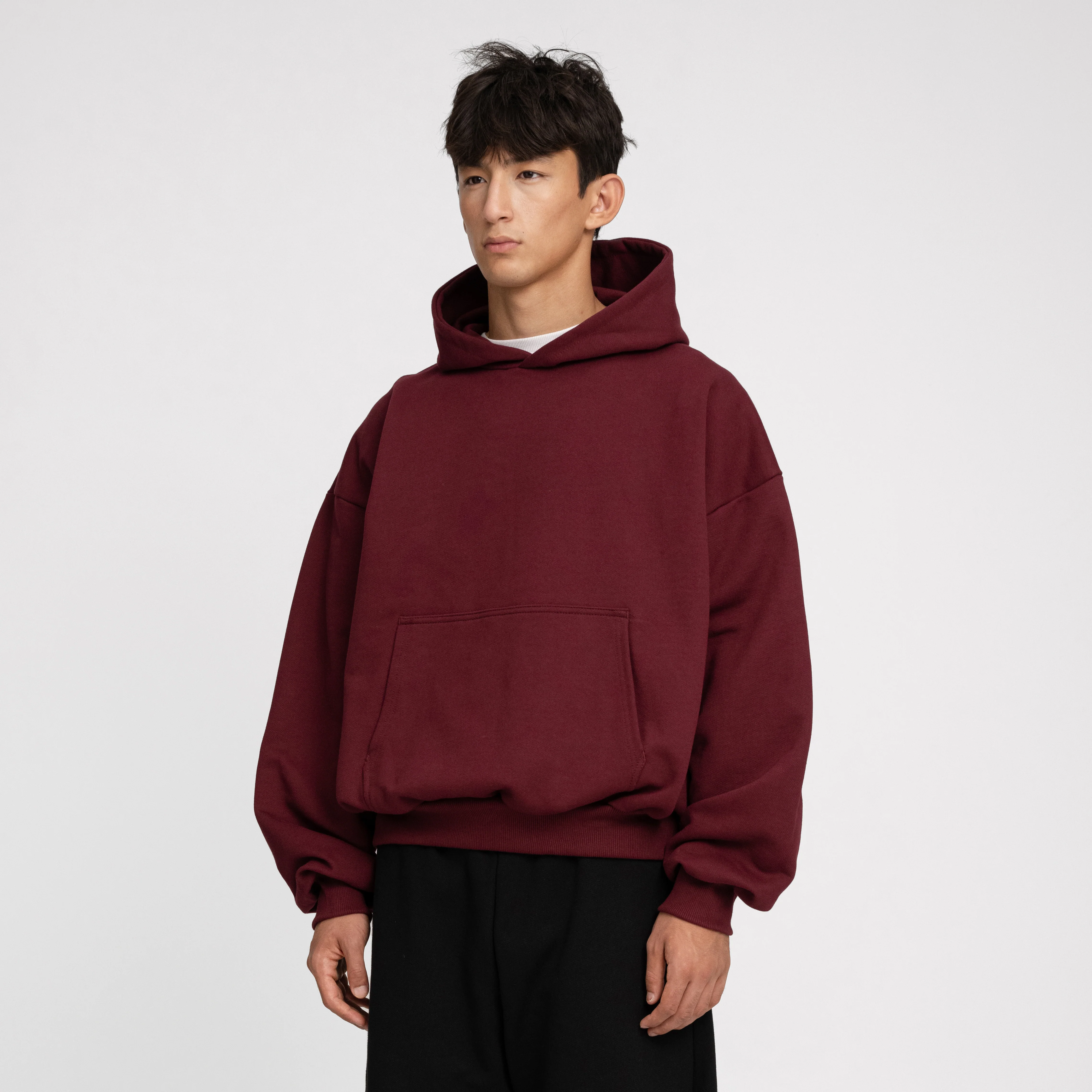 Boxy Ultra Heavyweight Hoodie (Dark Cherry) - Image 10