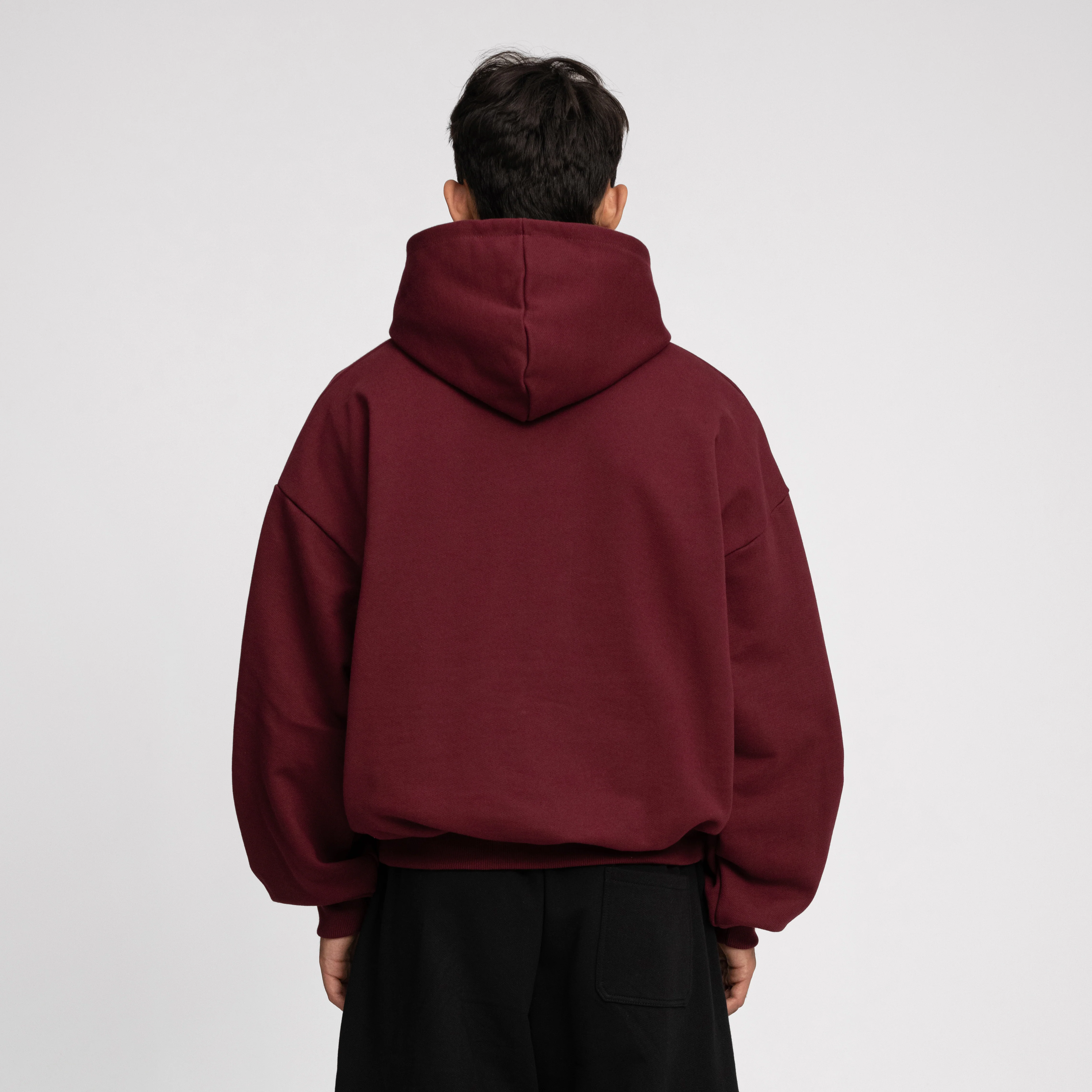Boxy Ultra Heavyweight Hoodie (Dark Cherry) - Image 11