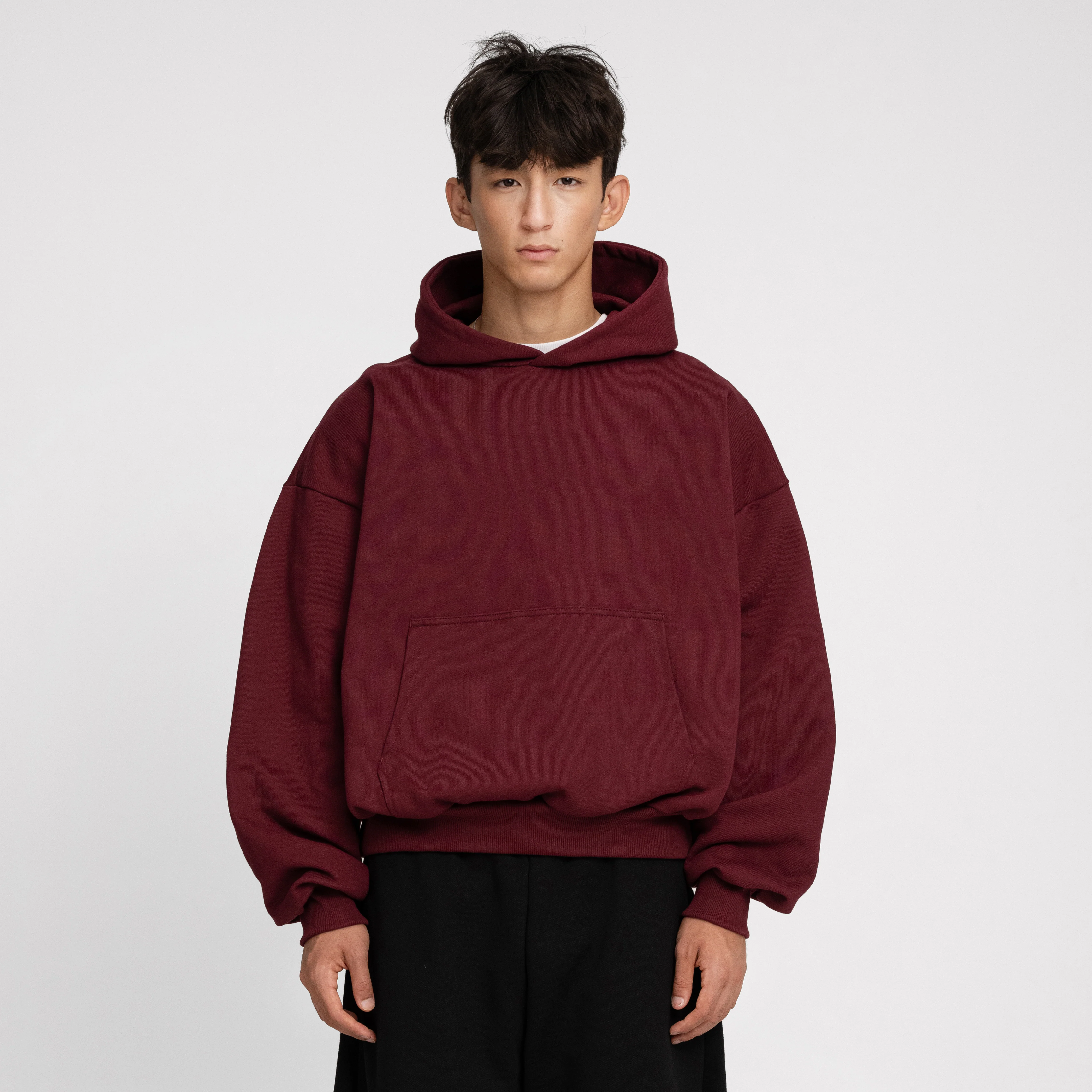 Boxy Ultra Heavyweight Hoodie (Dark Cherry) - Image 8