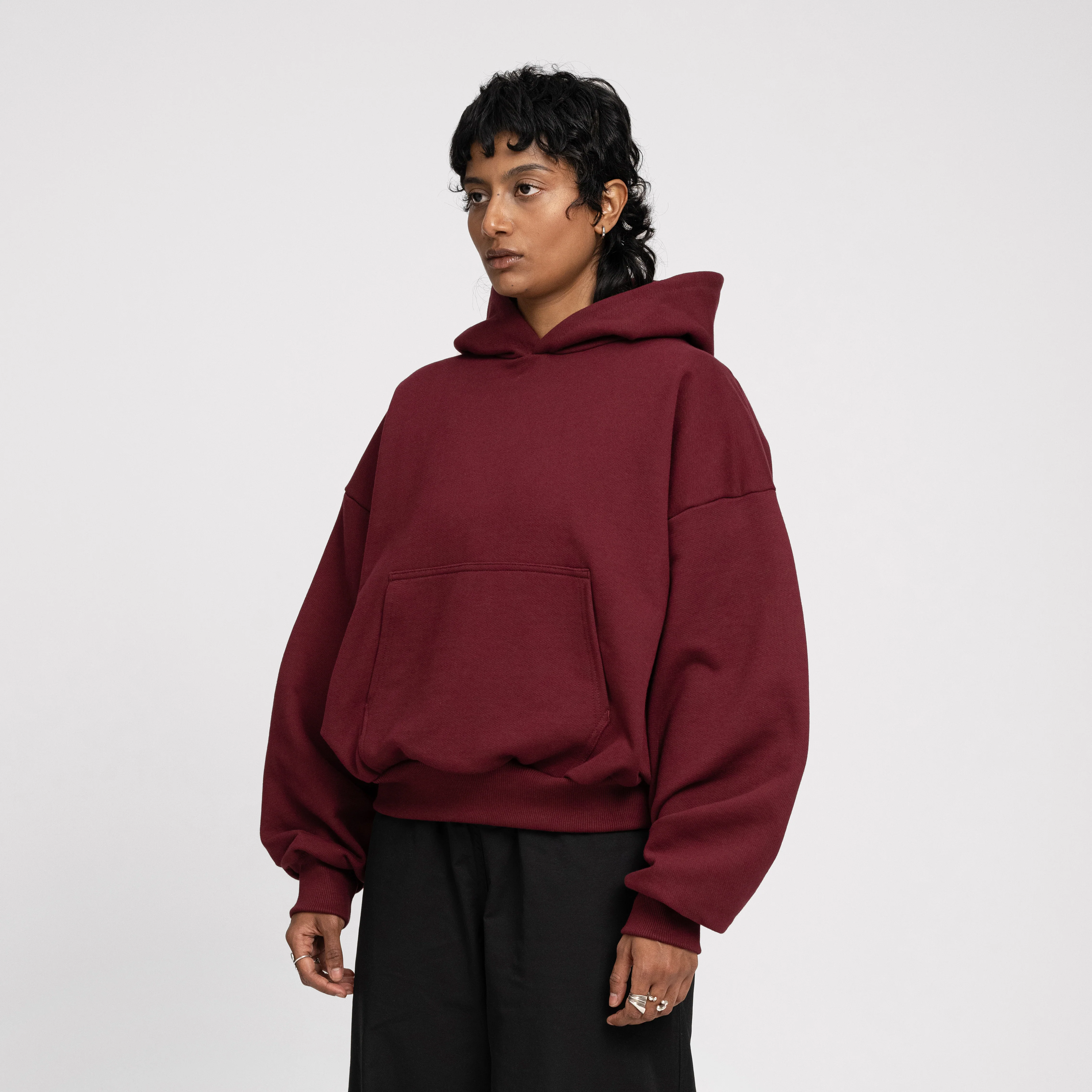 Boxy Ultra Heavyweight Hoodie (Dark Cherry) - Image 9