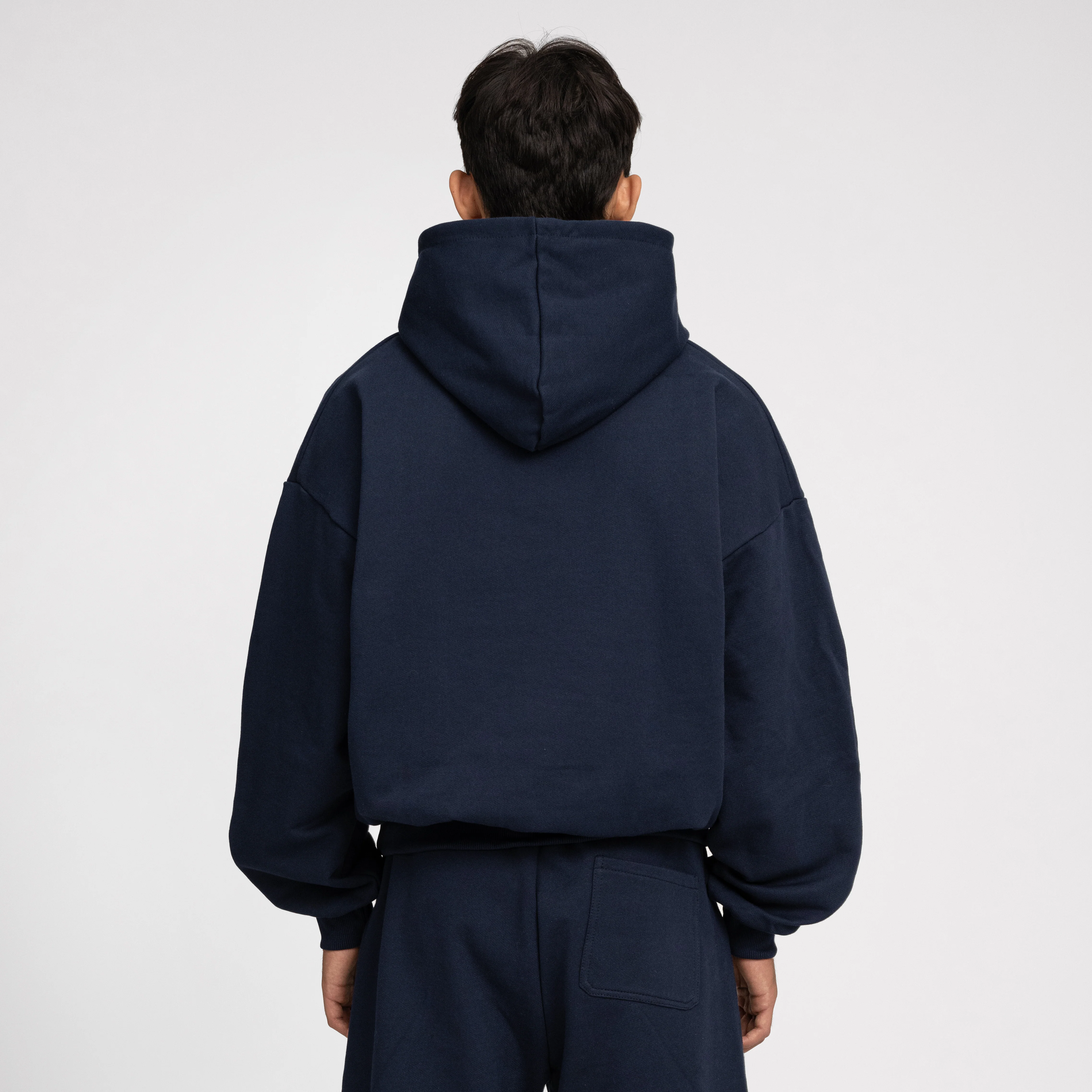 Boxy Ultra Heavyweight Hoodie (Dark Navy) - Image 10