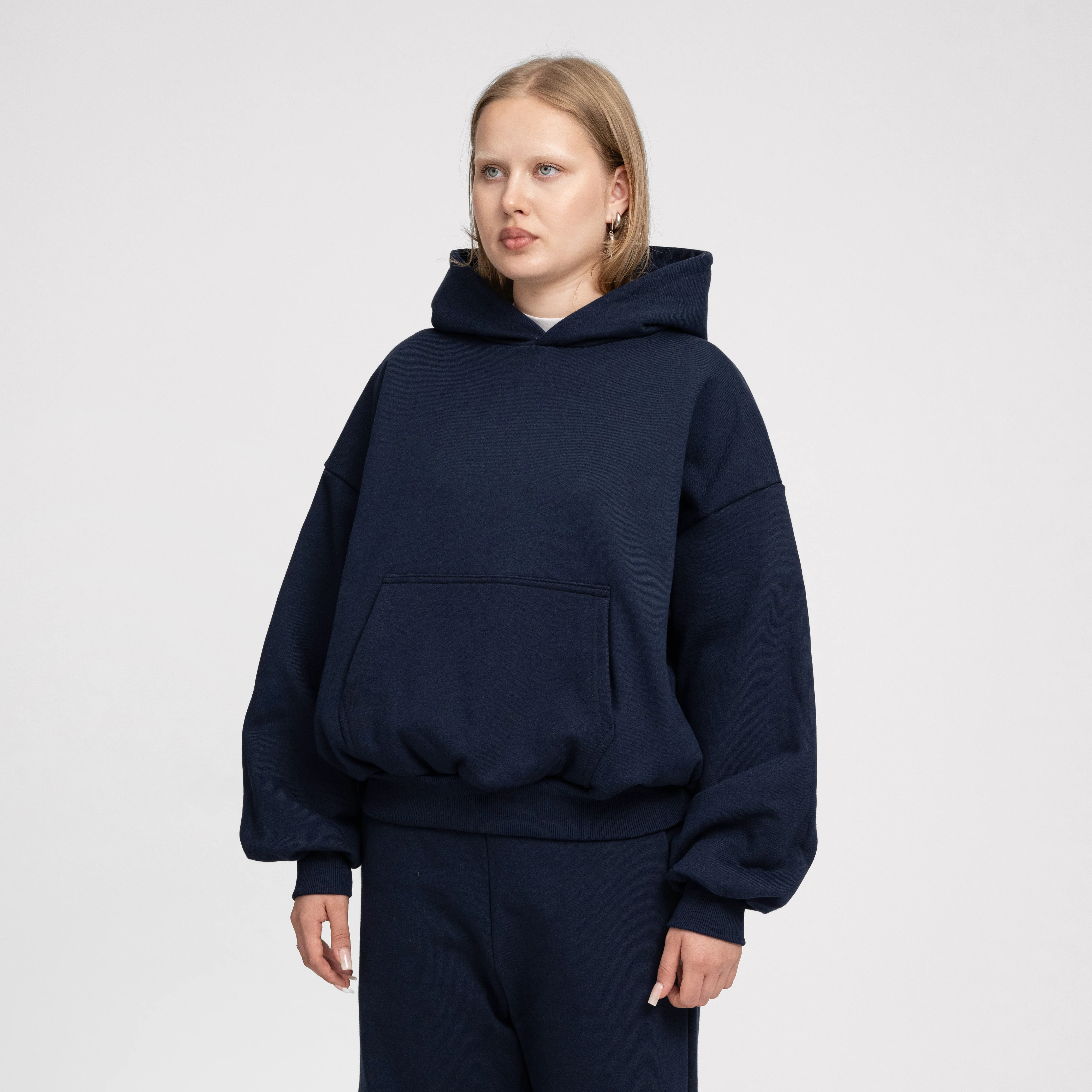 Boxy Ultra Heavyweight Hoodie (Dark Navy) - Image 7