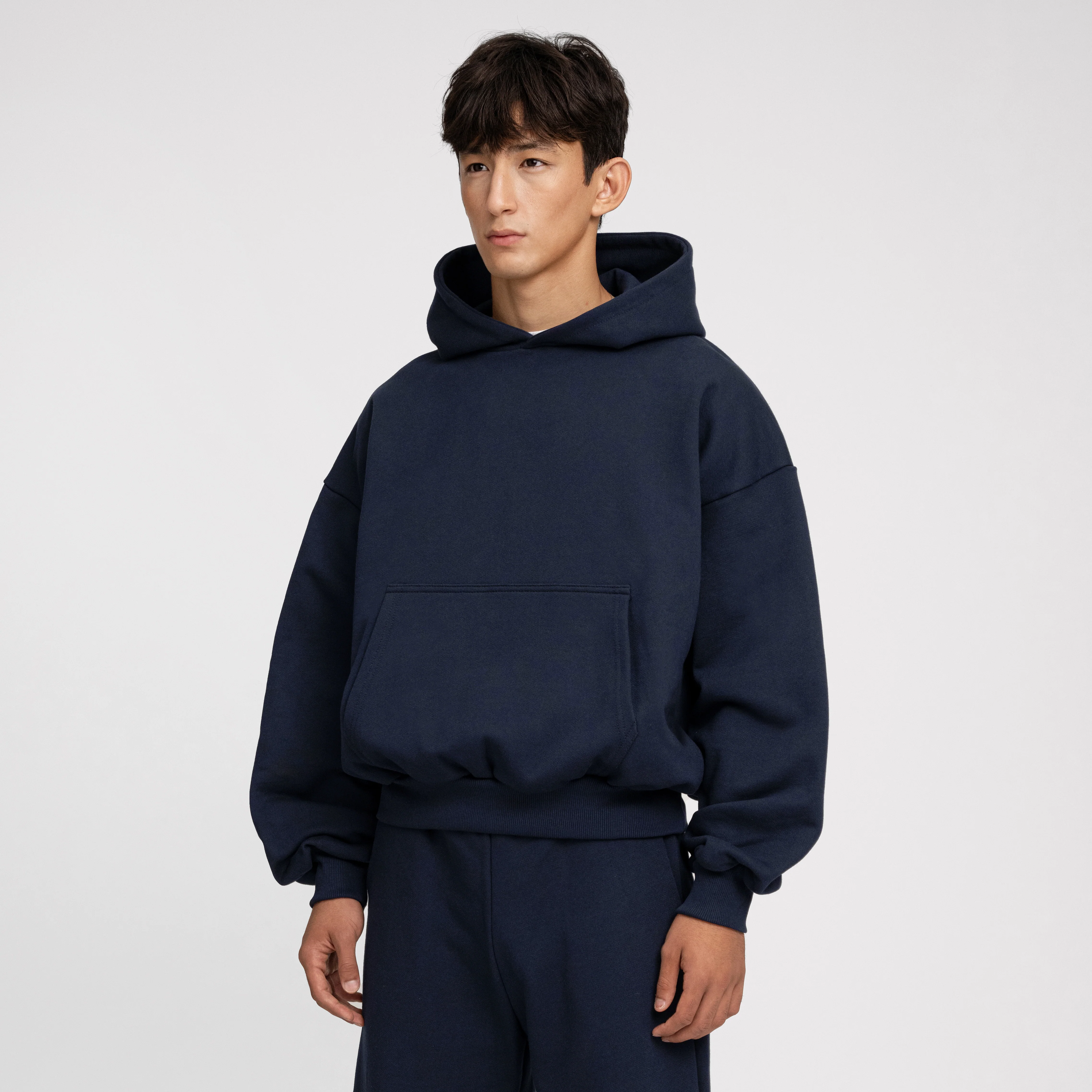Boxy Ultra Heavyweight Hoodie (Dark Navy) - Image 8