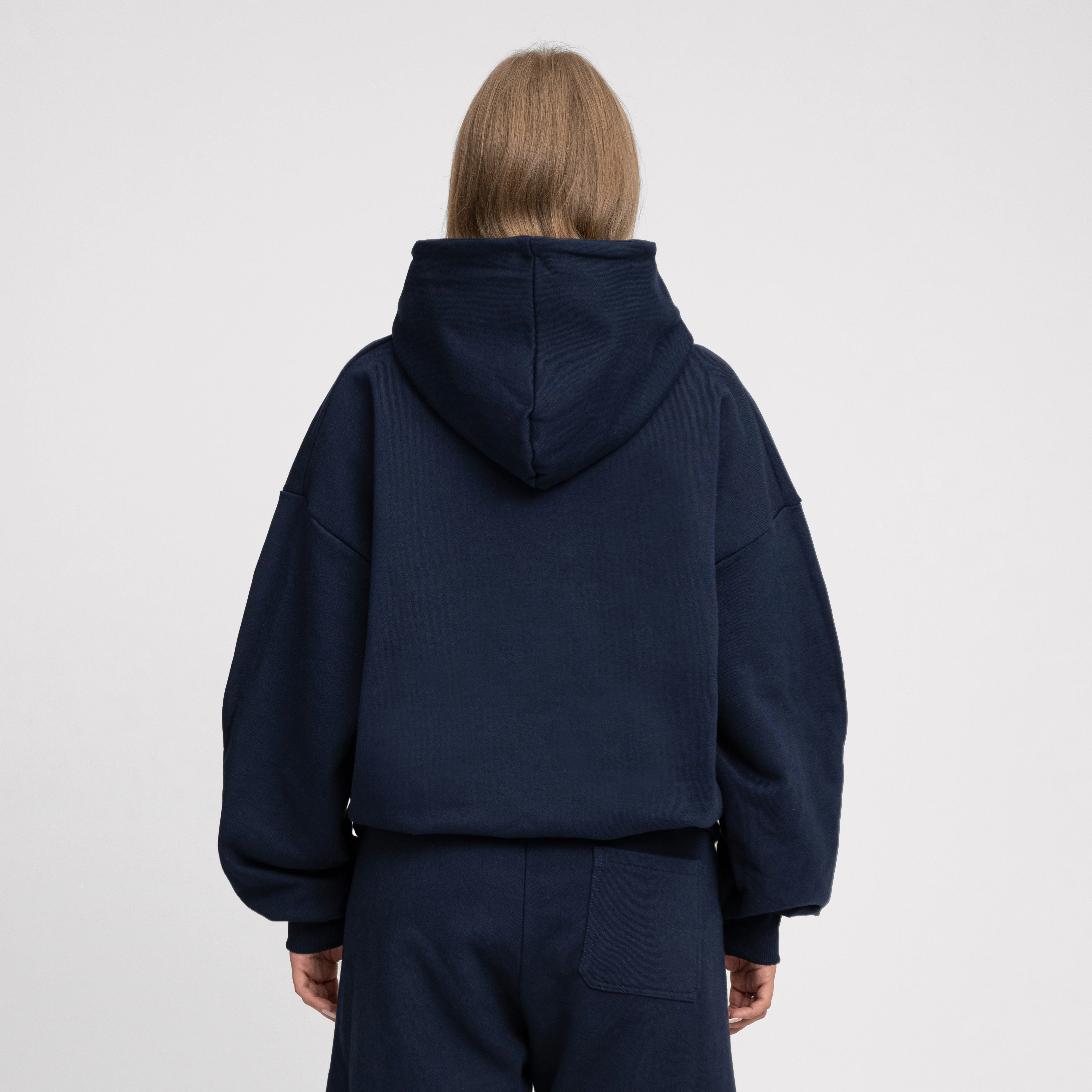 Boxy Ultra Heavyweight Hoodie (Dark Navy) - Image 9