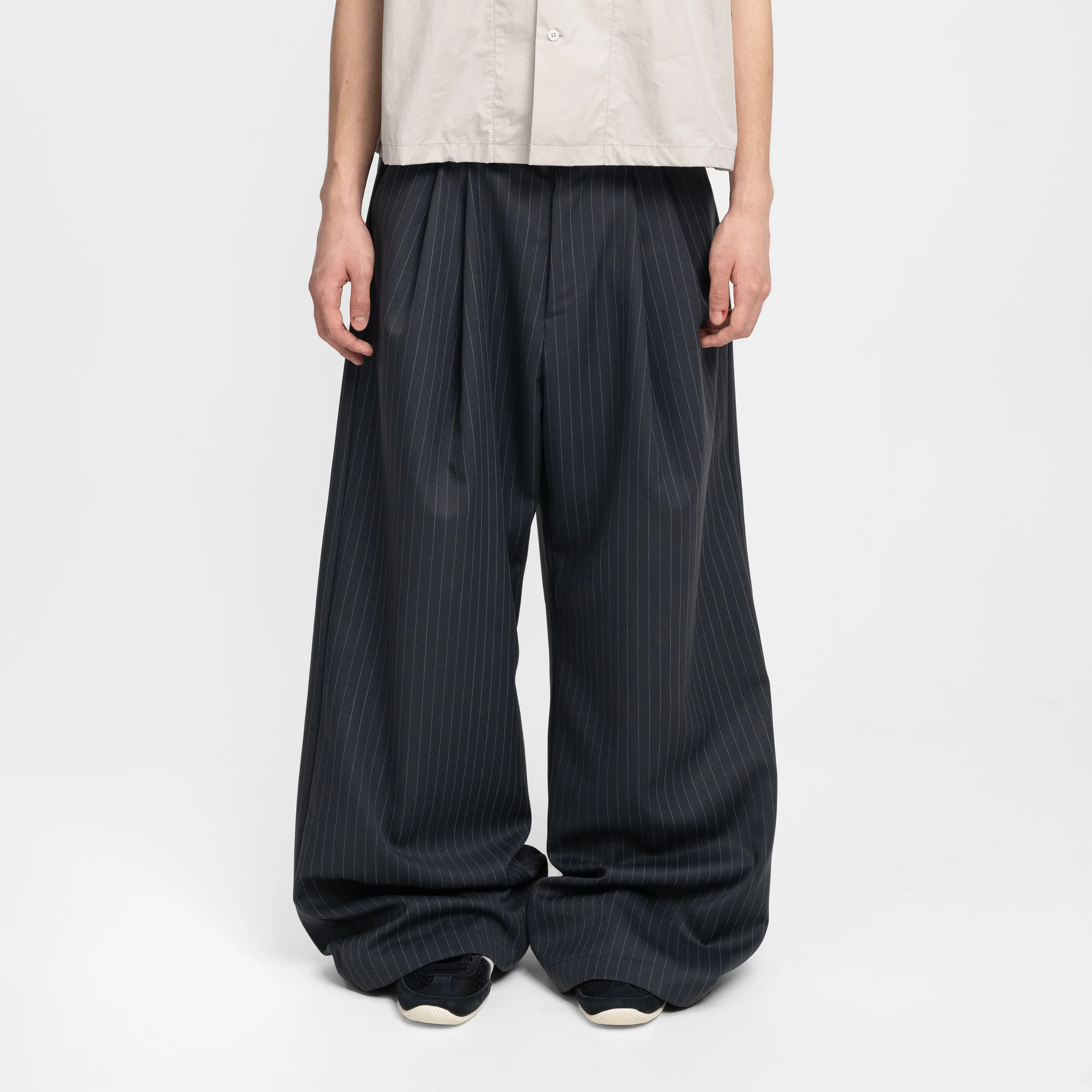 Pinstripe Office Trousers (Graphite) - Image 2